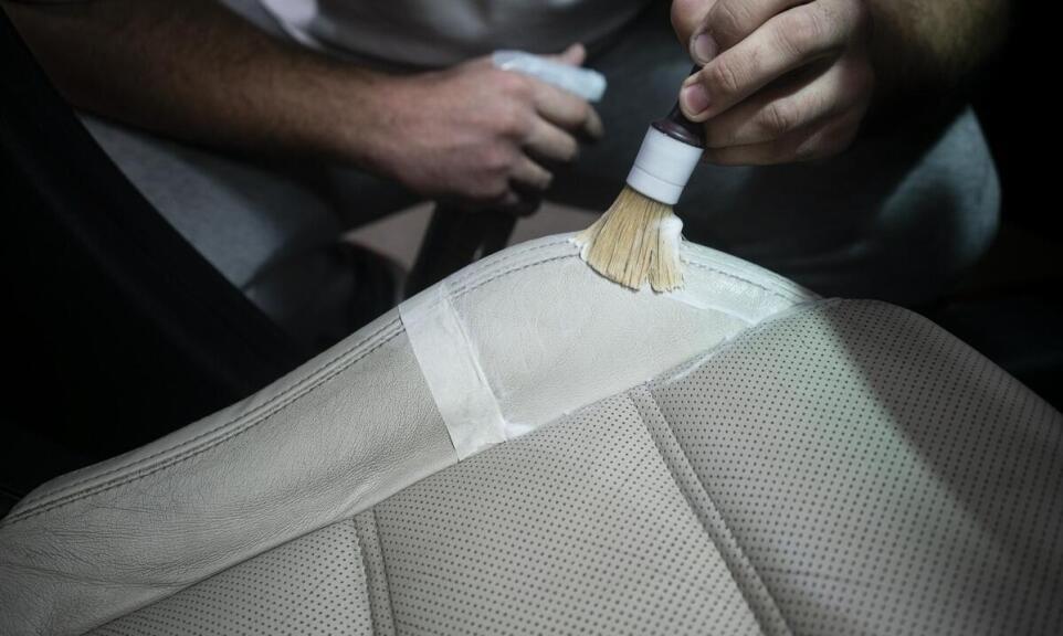 Detailed view of an automotive leather seat interior